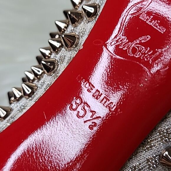 Christian Louboutin Spiked Heels in Silver and Cream - Picture 7 of 16